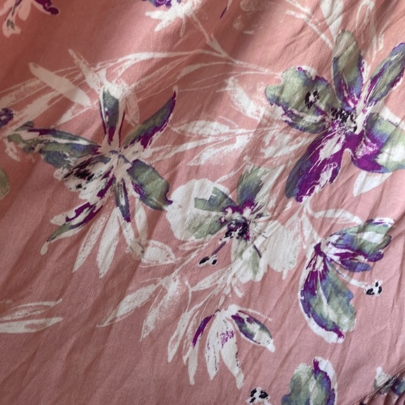 Cold Shoulder High Low Hem Allover Floral Dress with Pockets off peach color - Picture 11 of 12